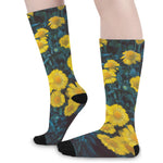Little Yellow Daisy Print Long Socks