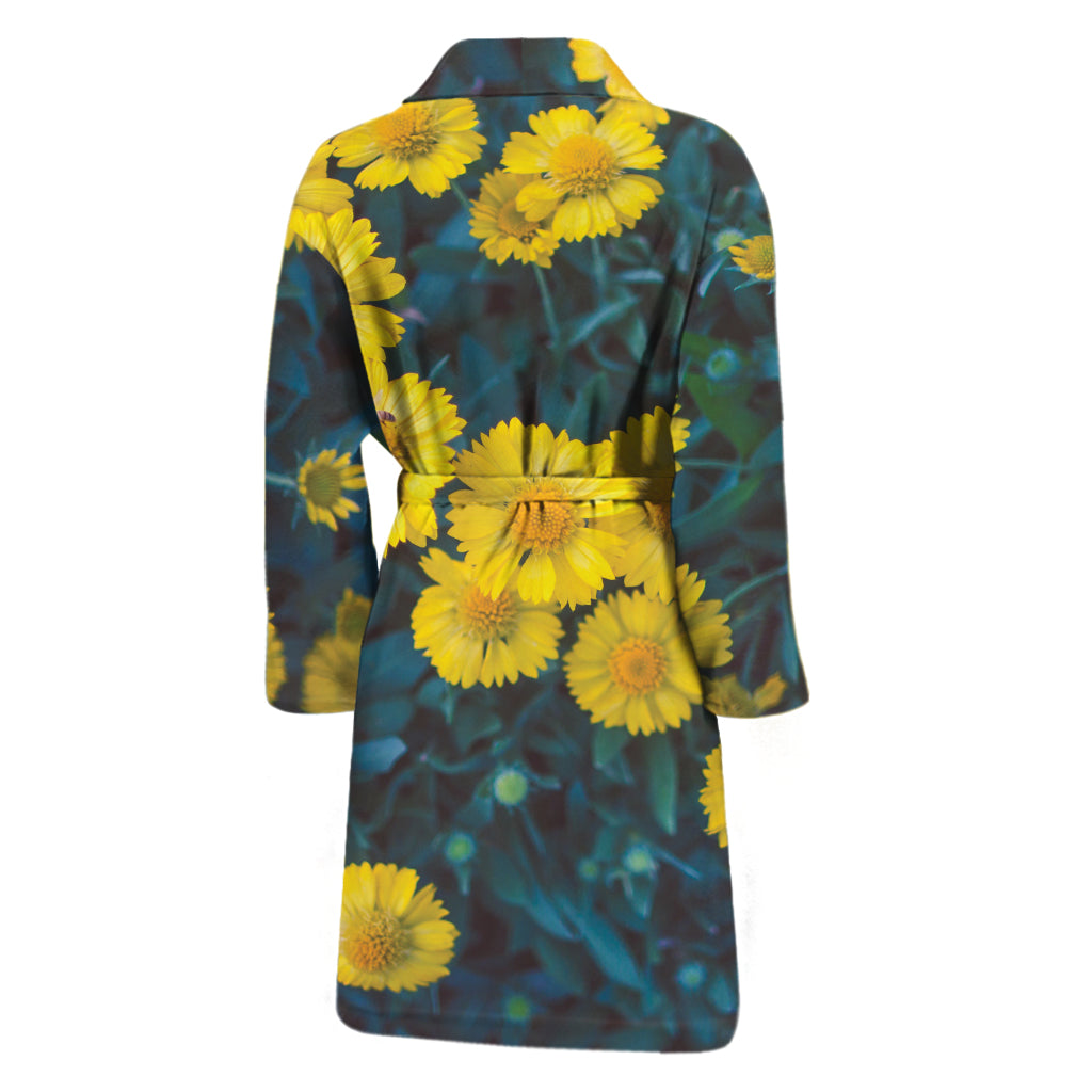 Little Yellow Daisy Print Men's Bathrobe