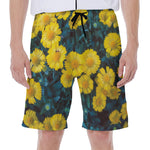 Little Yellow Daisy Print Men's Beach Shorts