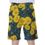 Little Yellow Daisy Print Men's Beach Shorts