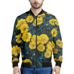 Little Yellow Daisy Print Men's Bomber Jacket