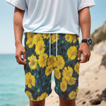 Little Yellow Daisy Print Men's Cargo Shorts