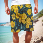 Little Yellow Daisy Print Men's Cargo Shorts