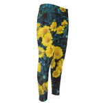 Little Yellow Daisy Print Men's Compression Pants