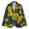 Little Yellow Daisy Print Men's Cotton Blazer