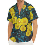 Little Yellow Daisy Print Men's Deep V-Neck Shirt