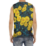 Little Yellow Daisy Print Men's Fitness Tank Top