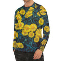 Little Yellow Daisy Print Men's Long Sleeve Rash Guard