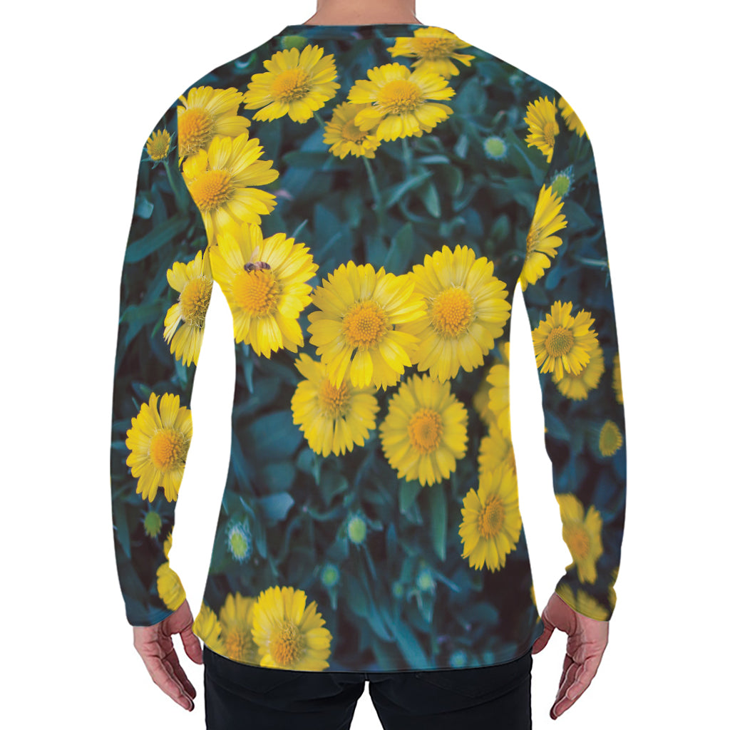 Little Yellow Daisy Print Men's Long Sleeve T-Shirt