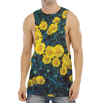 Little Yellow Daisy Print Men's Muscle Tank Top