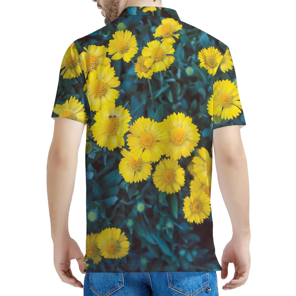 Little Yellow Daisy Print Men's Polo Shirt