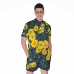 Little Yellow Daisy Print Men's Rompers
