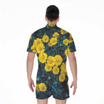 Little Yellow Daisy Print Men's Rompers