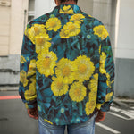 Little Yellow Daisy Print Men's Shirt Jacket