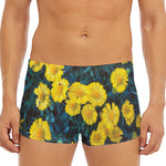 Little Yellow Daisy Print Men's Short Boxer Briefs