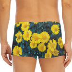 Little Yellow Daisy Print Men's Short Boxer Briefs