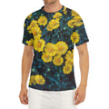 Little Yellow Daisy Print Men's Short Sleeve Rash Guard