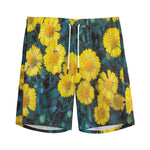 Little Yellow Daisy Print Men's Sports Shorts