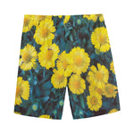 Little Yellow Daisy Print Men's Sports Shorts