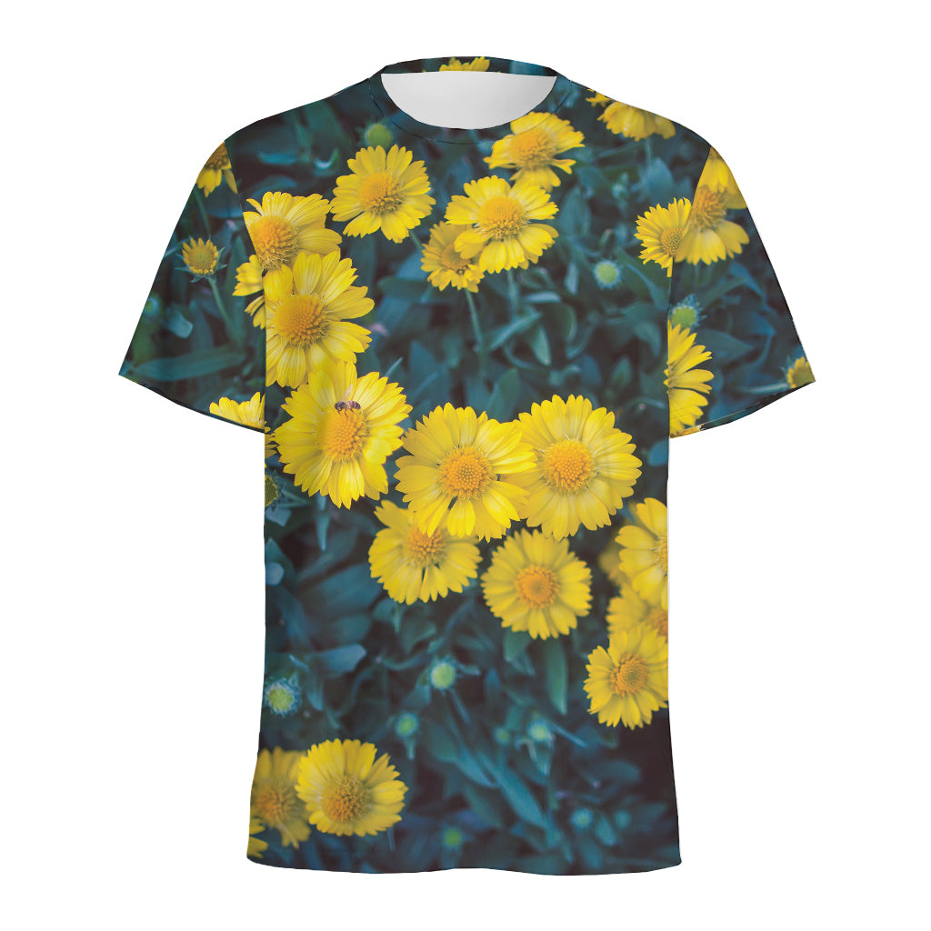 Little Yellow Daisy Print Men's Sports T-Shirt