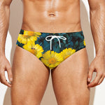 Little Yellow Daisy Print Men's Swim Briefs