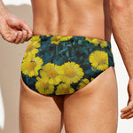 Little Yellow Daisy Print Men's Swim Briefs