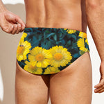 Little Yellow Daisy Print Men's Swim Briefs