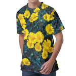 Little Yellow Daisy Print Men's Velvet T-Shirt