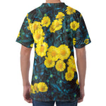 Little Yellow Daisy Print Men's Velvet T-Shirt