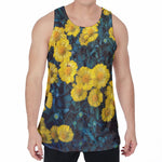 Little Yellow Daisy Print Men's Velvet Tank Top