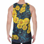 Little Yellow Daisy Print Men's Velvet Tank Top