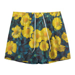 Little Yellow Daisy Print Mesh Shorts
