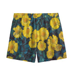 Little Yellow Daisy Print Mesh Shorts