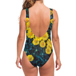 Little Yellow Daisy Print One Piece Swimsuit