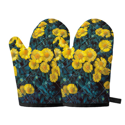 Little Yellow Daisy Print Oven Mitts