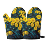 Little Yellow Daisy Print Oven Mitts
