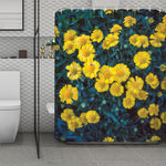 Little Yellow Daisy Print Polyester Shower Curtain