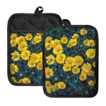 Little Yellow Daisy Print Pot Holders With Pocket