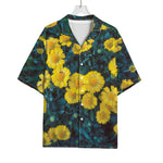 Little Yellow Daisy Print Rayon Hawaiian Shirt