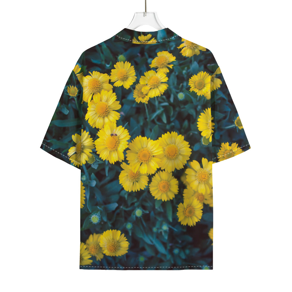 Little Yellow Daisy Print Rayon Hawaiian Shirt