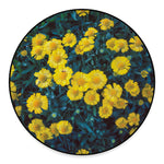 Little Yellow Daisy Print Round Floor Mat