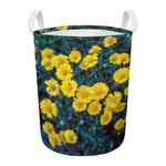Little Yellow Daisy Print Round Laundry Basket