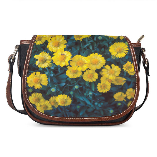 Little Yellow Daisy Print Saddle Bag