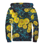 Little Yellow Daisy Print Sherpa Lined Zip Up Hoodie