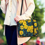 Little Yellow Daisy Print Shoulder Strap Bible Bag