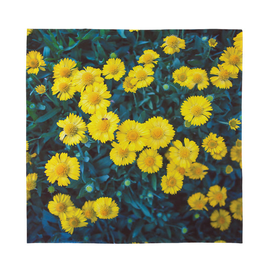 Little Yellow Daisy Print Silk Bandana