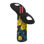 Little Yellow Daisy Print Single Neoprene Wine Tote