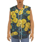 Little Yellow Daisy Print Sleeveless Baseball Jersey