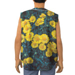 Little Yellow Daisy Print Sleeveless Baseball Jersey