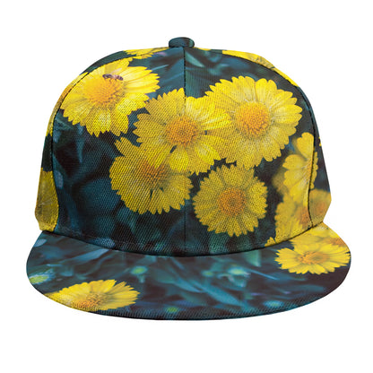 Little Yellow Daisy Print Snapback Cap